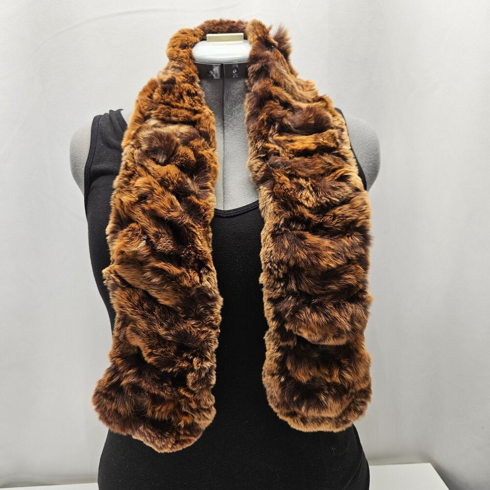 Vintage Cooper Rex Rabbit Fur Scarf 42" Canada Glam Mod Real Fur